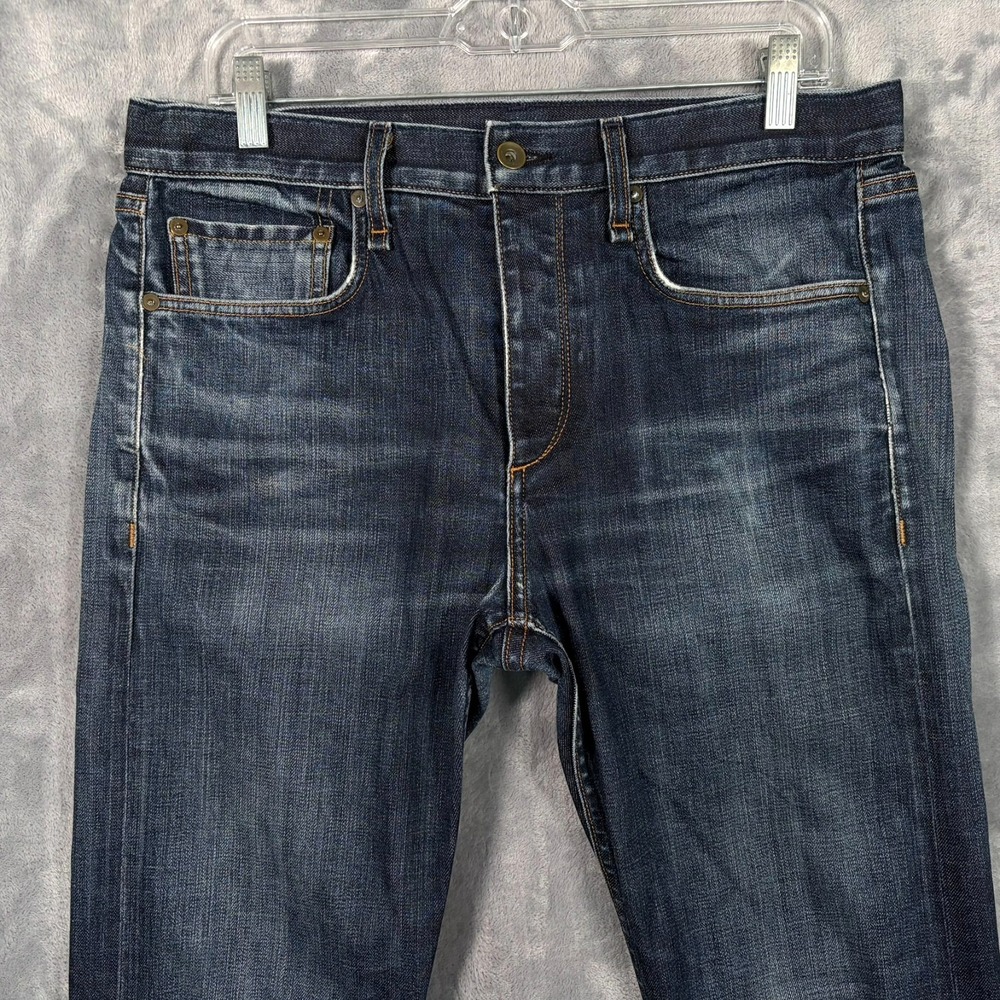 Rag & Bone Fit 2 Slim Jeans Mens 32x32 Skinny Slim Dark Blue Denim Button Fly - Picture 2 of 12